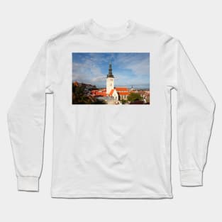 View from the Kiek in de Kök tower to the Nikolai Church, Lower Town, Old Town, Tallinn, Estonia, Europe Long Sleeve T-Shirt